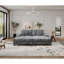 Canapé convertible combiné, tissu velours côtelé, canapé-lit moelleux moderne, fauteuil double salon surdimensionné combiné, gris foncé