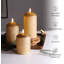 3 Pack Gold Flameless Pillar Candles with Remote: Flickering, Real Textured Wax, Battery-Operated LED Candles-1099387519