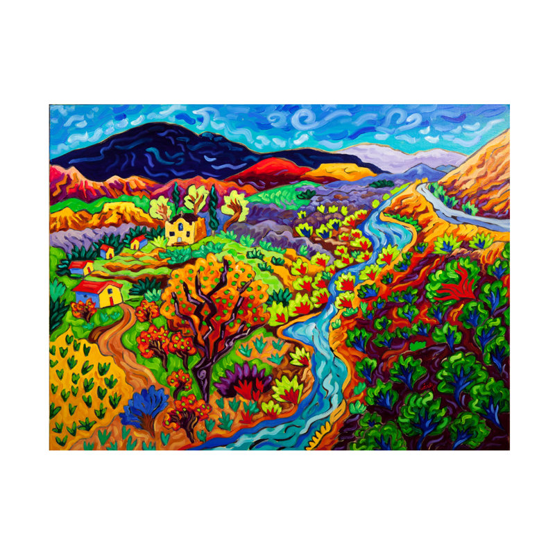 Art mural sur toile tendue - art mural Cathy Carey «The Long and Winding River» pour le salon, la chambre à coucher ou le bureau - 35 x 47