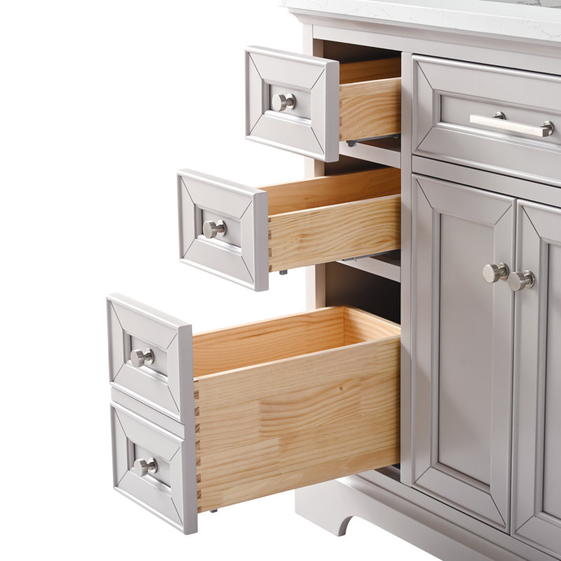 Thompson 42" W Single Bathroom Vanity, Taupe/Brushed Nickel