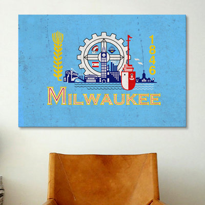 Milwaukee flag, grunge, impression sur toile