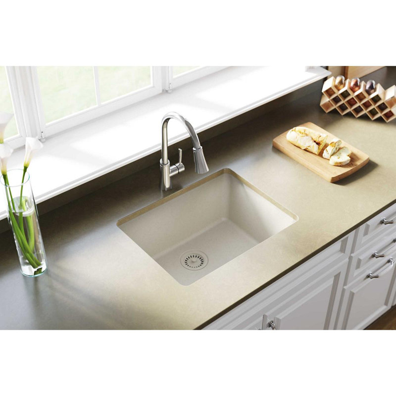 Évier de cuisine encastré en quartz classique 24-5/8 po x 18-1/2 po x 9-1/2 po, Bisque
