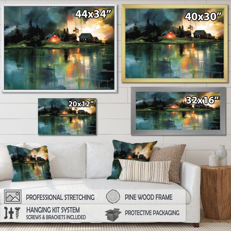 «Scenic Countryside II», reproduction d'art sur toile, H 12 po x l 20 po x P 1 po, Cadre flottant brun