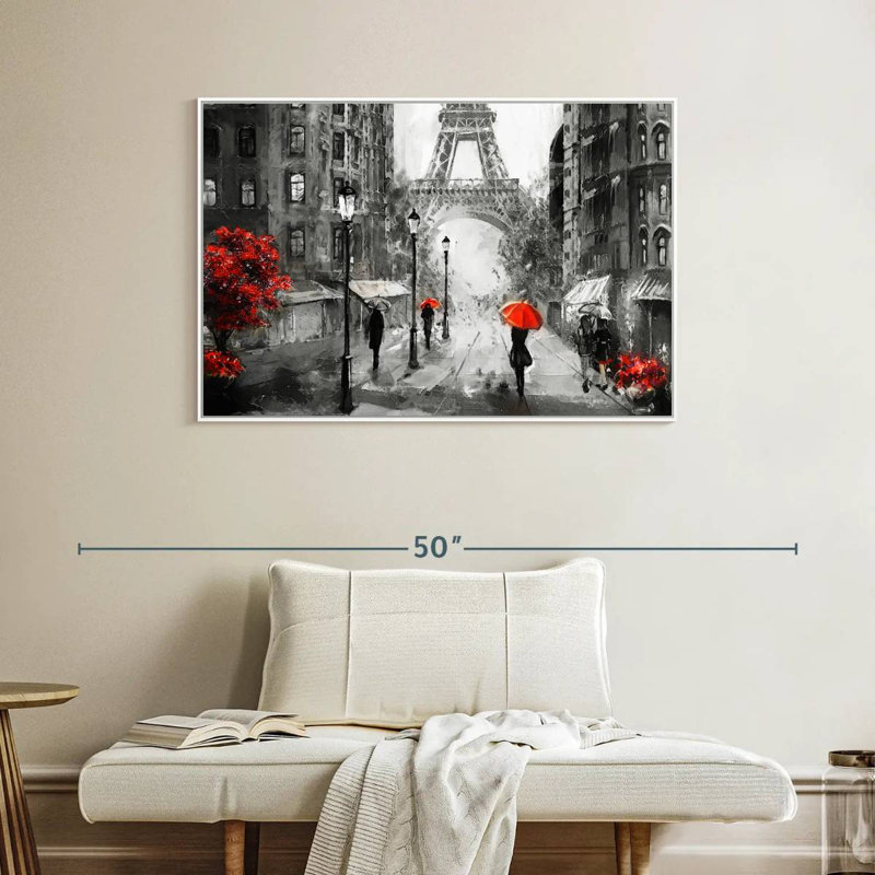Paris Rainy Day, Floating Frame White, 40" X 27"