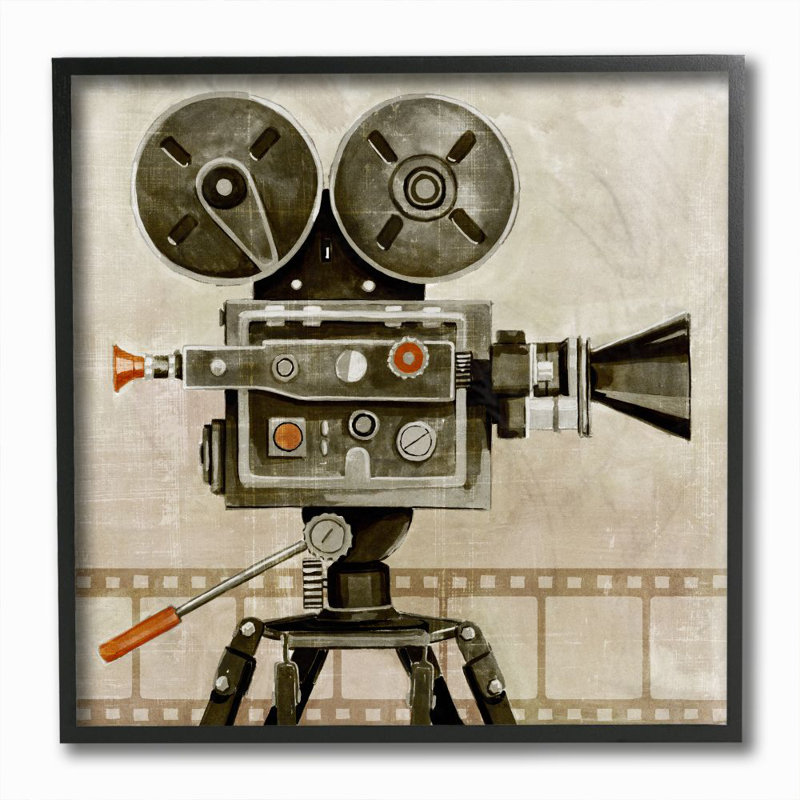 «Vintage Movie Reel Design», impression sur toile, H 12 po x l 12 po x P 1,5 po, Giclée encadrée noir minuit