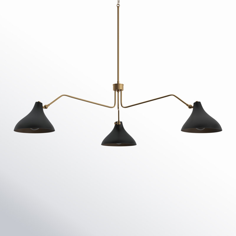 Elyse 3 - Light Unique/Statement Chandelier in Natural Brass, Natural Brass, Black