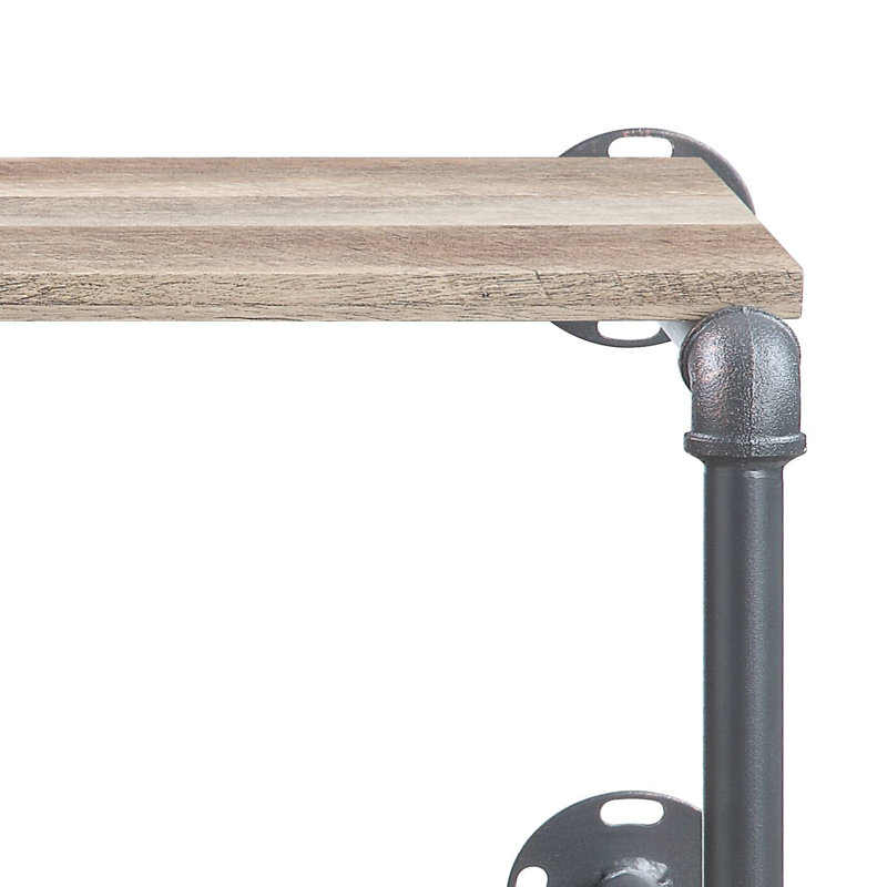 Haefele Accent Shelf with Towel Bar in Oak and Sandy Black