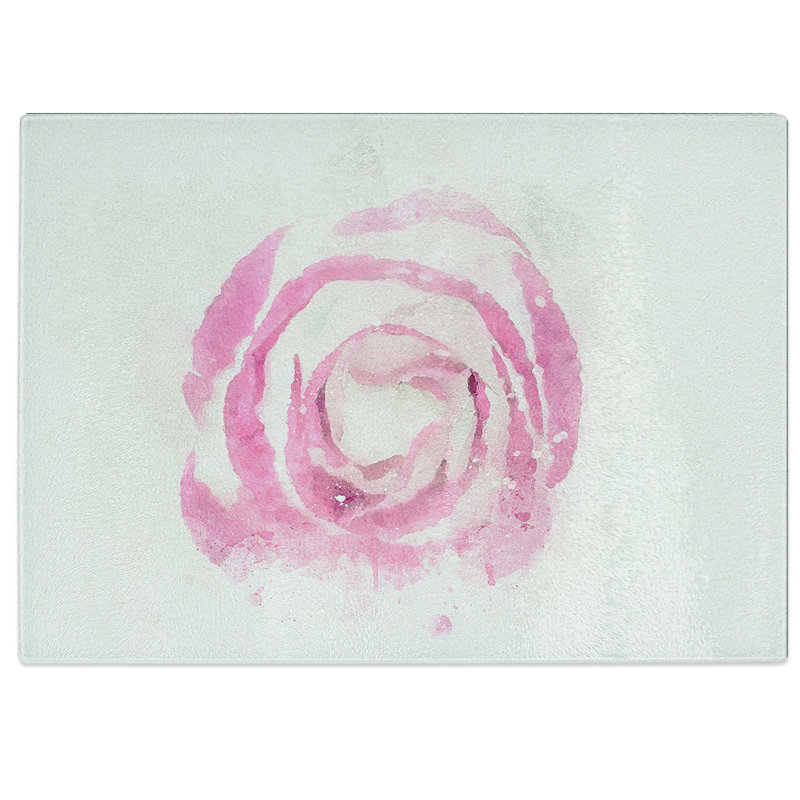 Tempered Glass Lisianthus Flower Chopping Board, 39 cm W x 28.5 cm L
