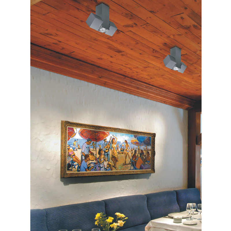Dau 3 - Light 9.5625" Cluster Square Directional & Spotlight, Brushed Aluminum