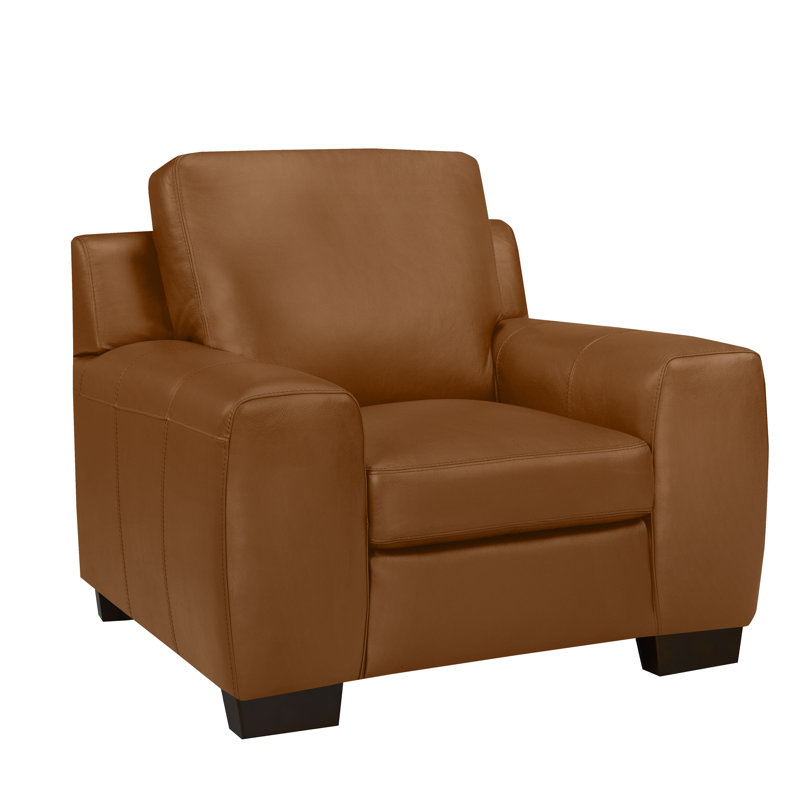 Fauteuil Lynsey, Cuir véritable brun moyen