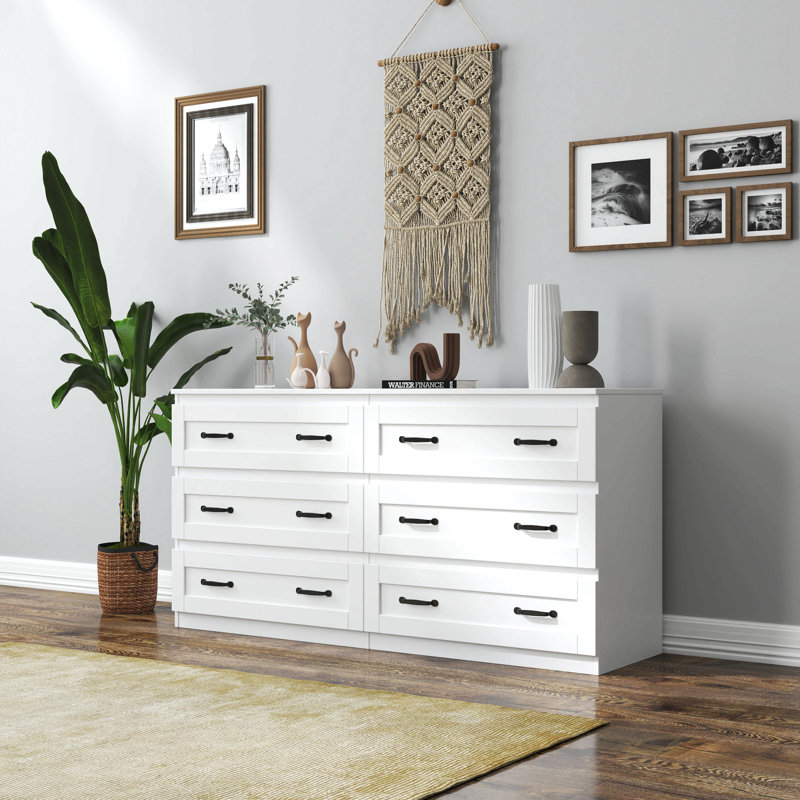 Armoire moderne avec 6 tiroirs, Blanc
