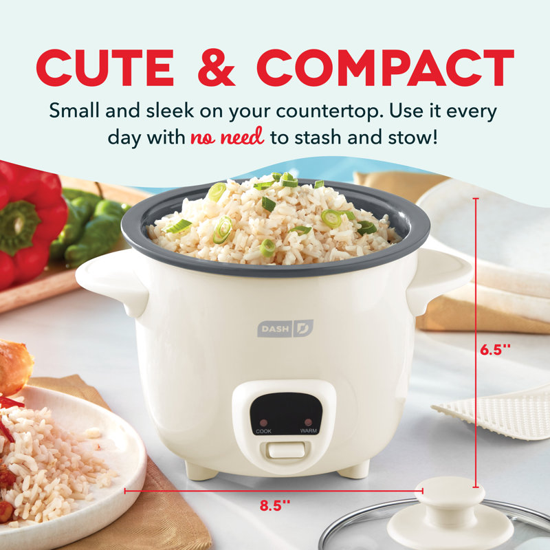 Mini Rice Cooker with Keep Warm in ceramic coating, Cream