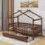 Twin wooden house bed with drawers-2029576462