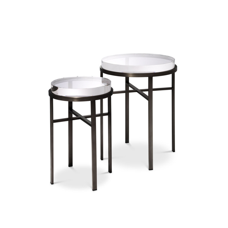 Hoxton 2 - Piece Glass Top Living Room Table Set, Bronze