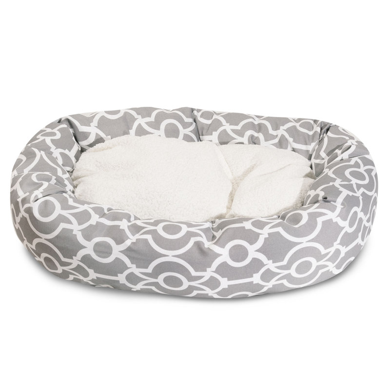 Geometric Polyester Pet Bed, Grey, Small (19" W x 24" D x 7" H)