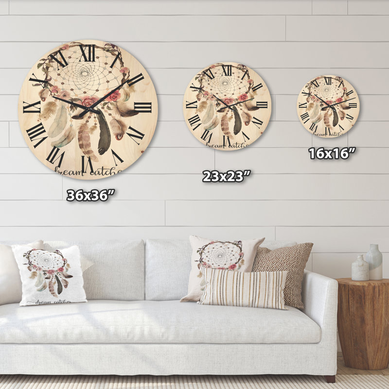 Horloge murale en bois Dream Dream Catcher, Très grand
