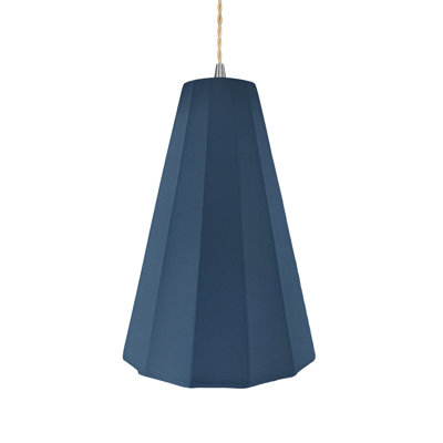 Radiance - luminaire suspendu 1 lumière cannelé - ciel de minuit - nickel brossé - l 9 po x H 13 po - DEL dédiée - cordon torsadé beige
