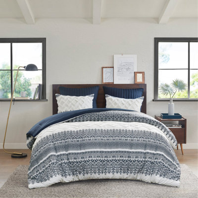 Ensemble d'édredon en coton 3 pièces avec capitonnage