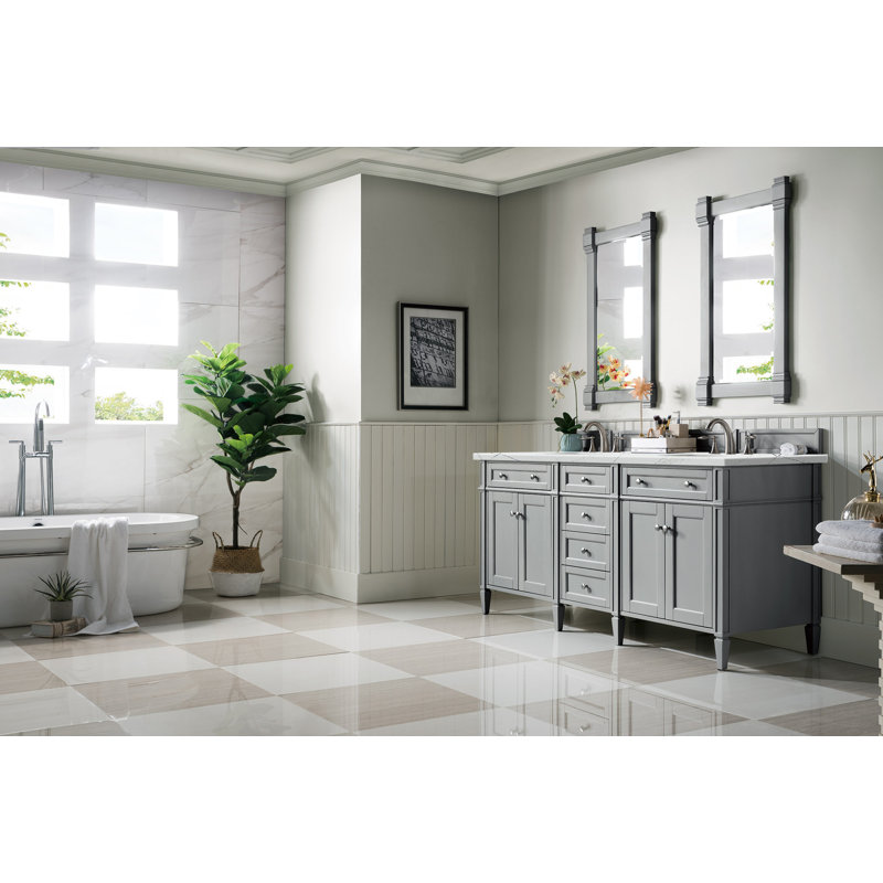 Meuble-lavabo double l 72 po Dussault, Gris urbain, Noctis éthéré, 8 po