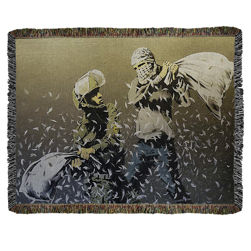 Banksy Graffiti Hand Woven Throw Blanket, 50" W x 60" L
