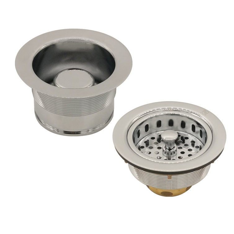 COMBO PACK 3-1/2" Post Style Kitchen Sink Basket Strainer and Waste Disposal Drain Trim