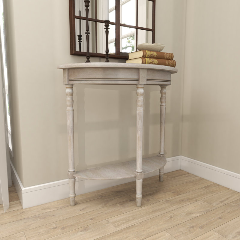 Console de salon demi-lune en bois brun clair, Gris brunâtre clair