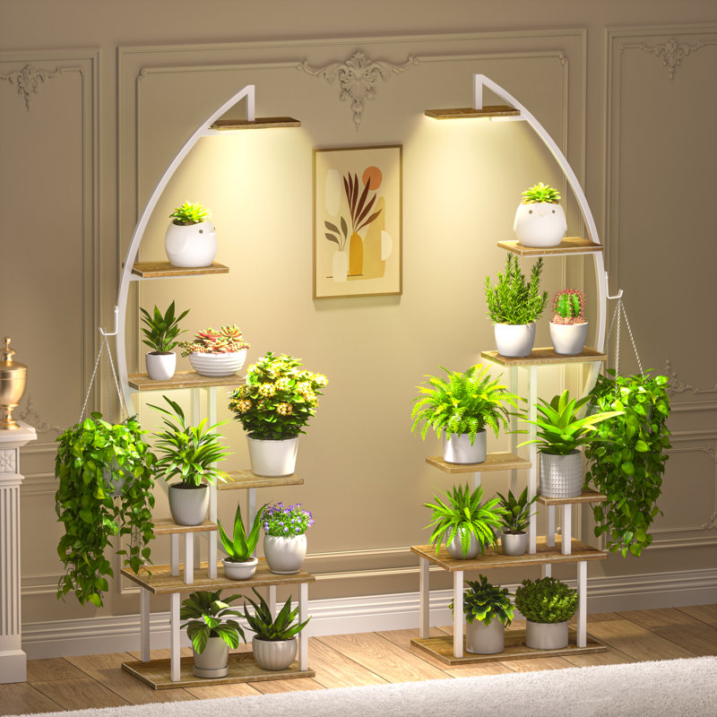 Support pour plante Renetia, Blanc / Chêne