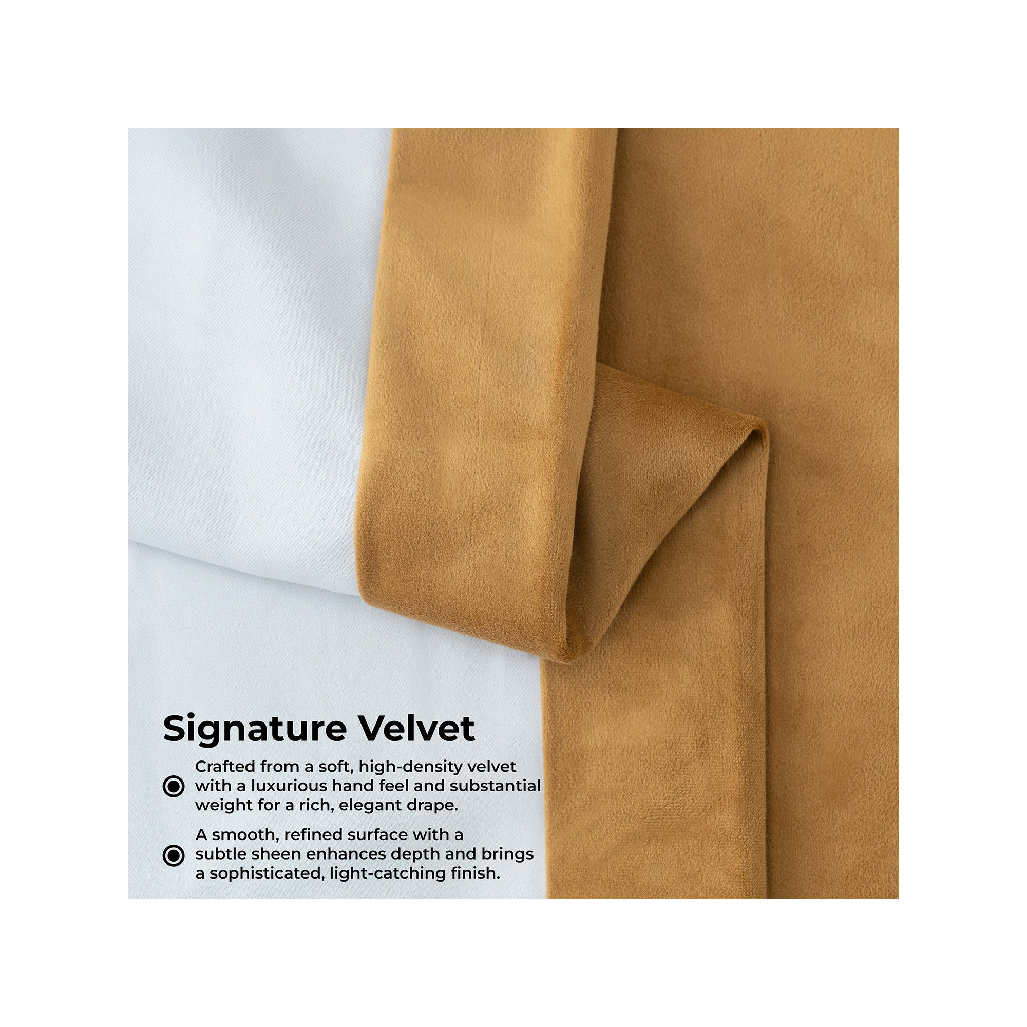 Balone French Pleat Signature Velvet Curtains for Bedroom Blackout Curtains for Living Room Single Panel, Amber Gold