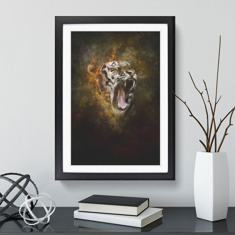 Tiger Roar - Picture Frame Graphic Art, Black, 65cm H x 48cm W x 2cm D
