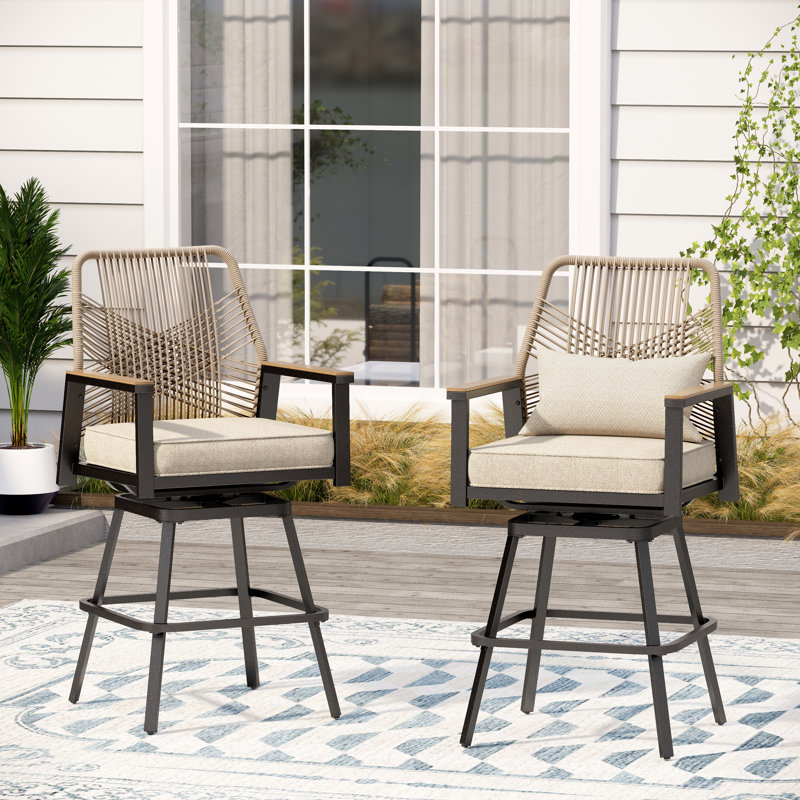  Tabouret de bar de patio avec pivot et coussin