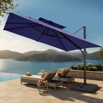 128'' Square Cantilever Umbrella, Weighted Base Included