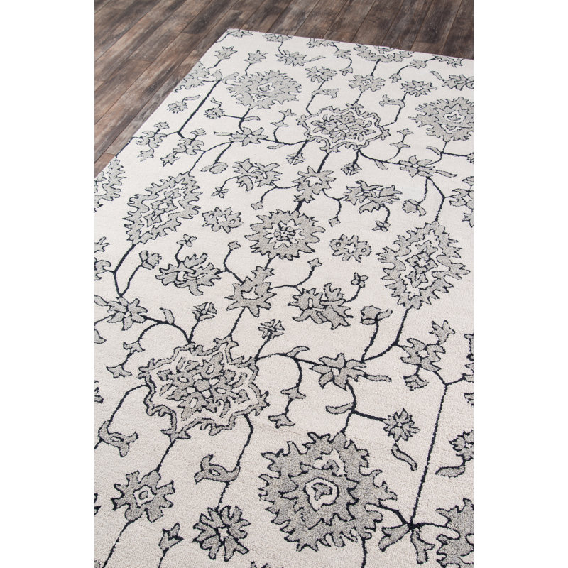 Tapis ivoire / gris touffeté à la main Santistevan, Rectangle 2 pi x 3 pi