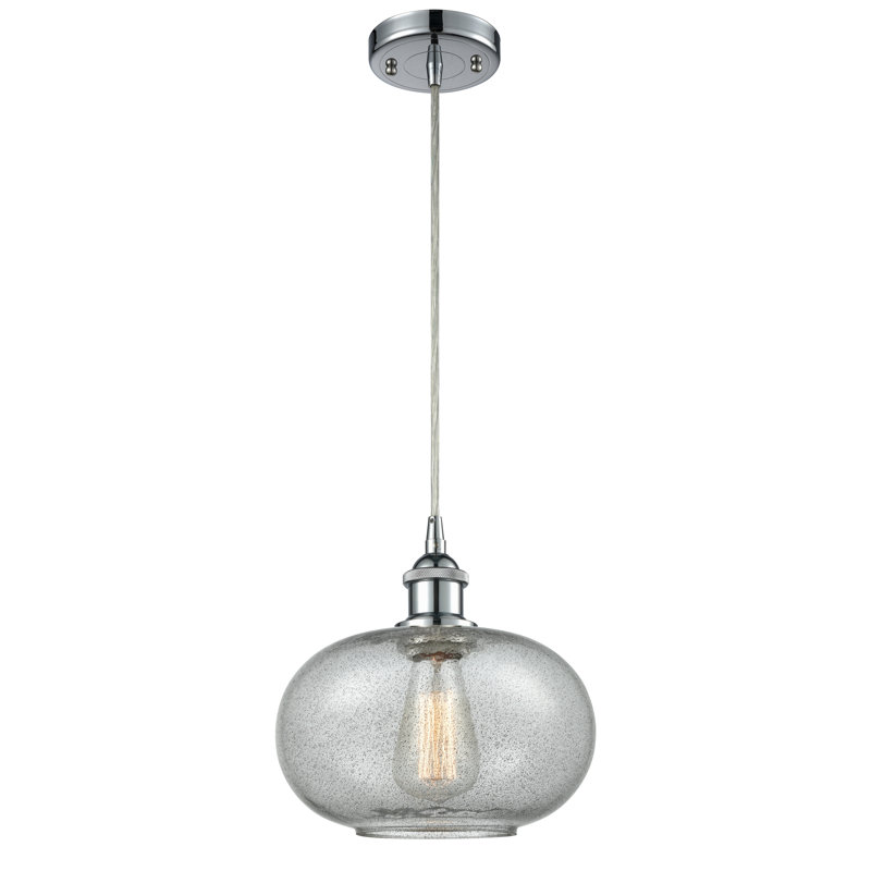 Bethlehem 1 - Light Single Pendant, Charcoal, No Bulb Included, White and Polished Chrome