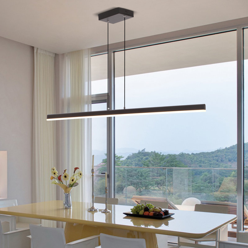  Berthelot Minensen 1 - Light Kitchen Island Linear LED Pendant Light, Matte Black