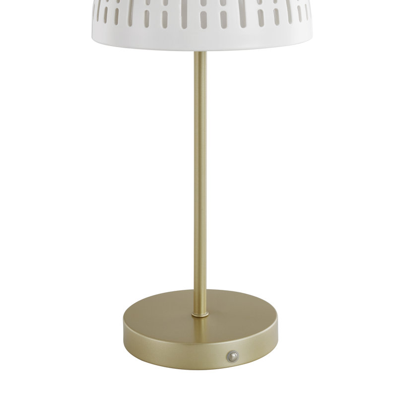Lampe de table en métal 15 po avec abat-jour blanc, Blanc