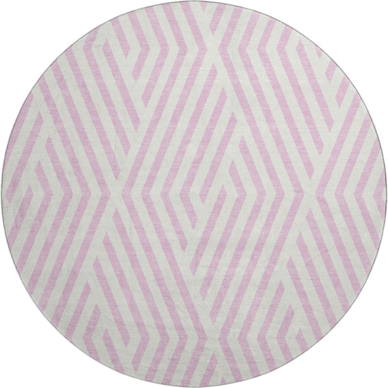 Premium Machine Washable Cerrito AMF550 Pink Rug, Round 8'