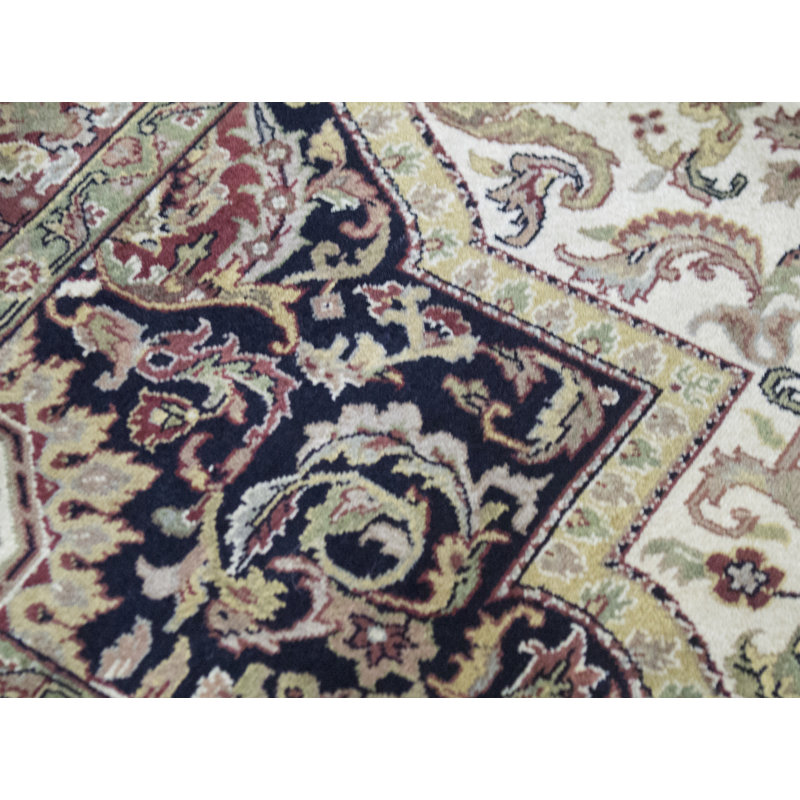 Tapis beige et rouille de haute qualité noué à la main