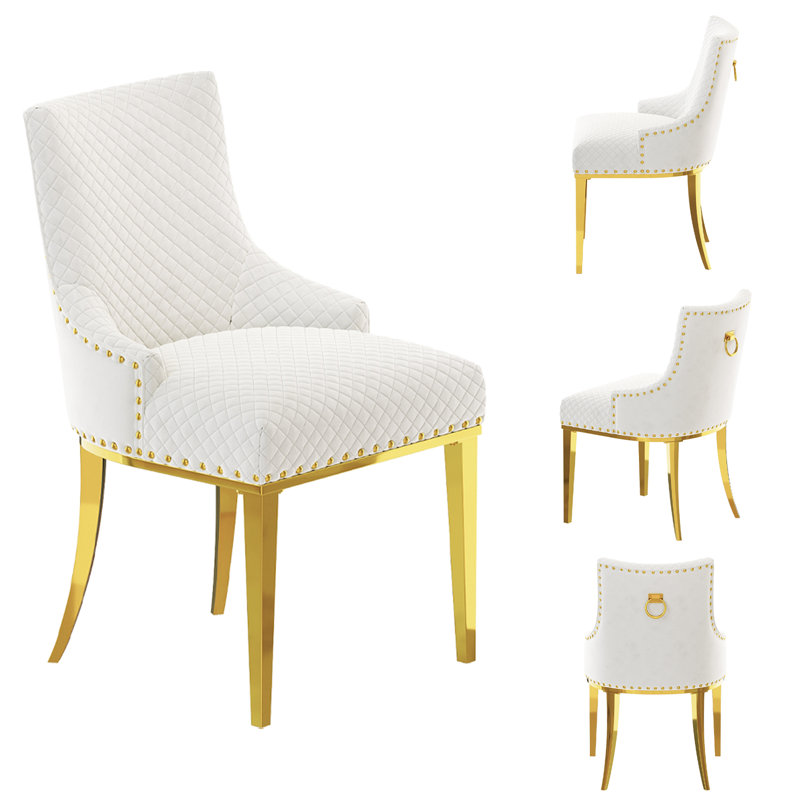 Ensemble de 4 chaises de salle à manger avec garniture cloutée et anneau en métal
