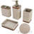 Leather bathroom accessory set