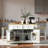 Large Rolling Kitchen Island With 2 Bar Stools, Drop Leaf, Power Outlet, Internal Storage Racks, 5 Open Side Racks, 2 Drawers-48889009