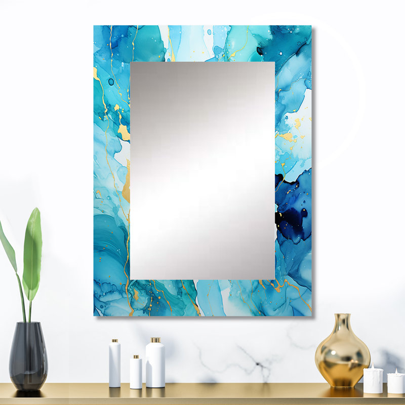 «Love Spirit», art de marbre imprimé turquoise et orange II, 32 po x 24 po