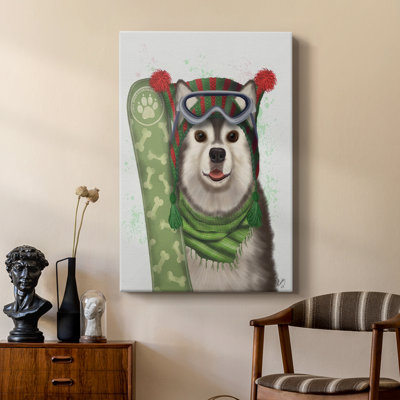 Christmas Husky Snowboard -Custom Wrapped Gallery Cavas