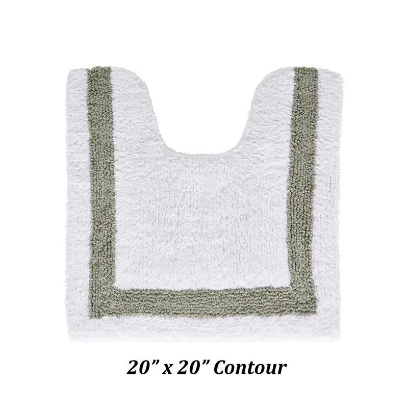 Tapis pour salle de bain Widman, Contour 20 po x 20 po, Blanc / sauge foncé