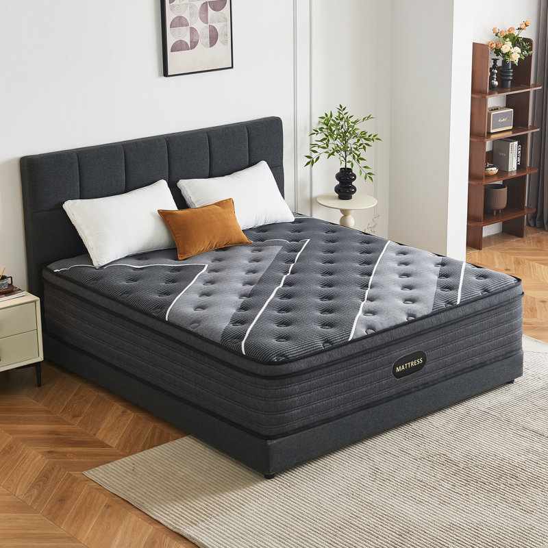  Matelas hybride moyen 12 po avec mousse viscoélastique gélifiée et ressorts ensachés, isolement de mouvement et support de bord, matelas certifié dans une boîte Certipur-US