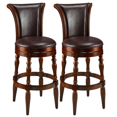 Laiklyn Swivel Solid Wood Bar Stool