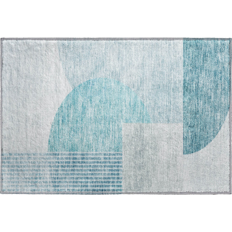 Premium Machine Washable Prisco Teal Rug