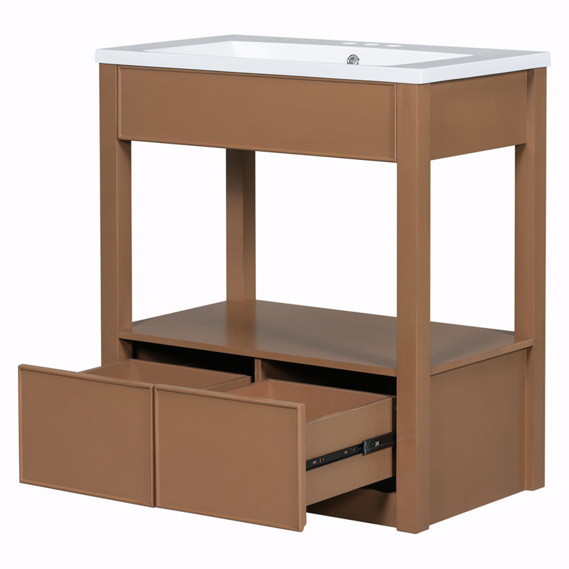 Meuble-lavabo simple 30 po avec plateau en céramique Mitto