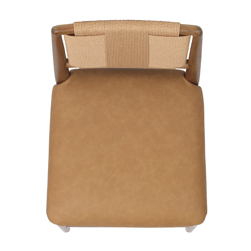 ROTHLER Stool, Counter Stool (27” Seat Height), Tan Ash, Maestro Camel/Genuine Leather