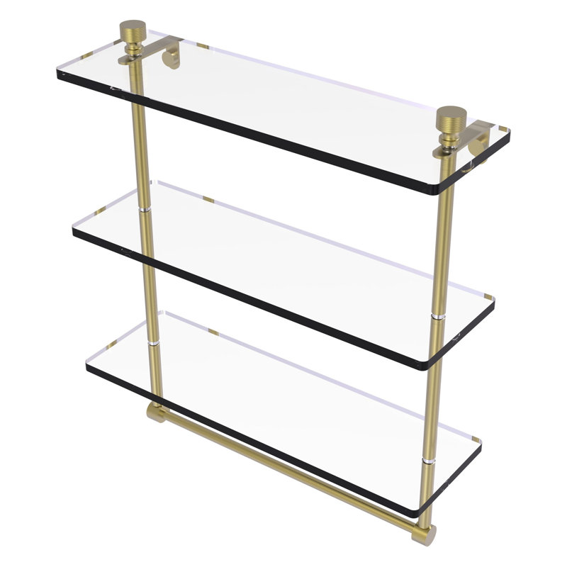 Ballenas 3 Piece Tiered Shelf with Towel Bar, Satin Brass, 18" H x 16" W x 5" D