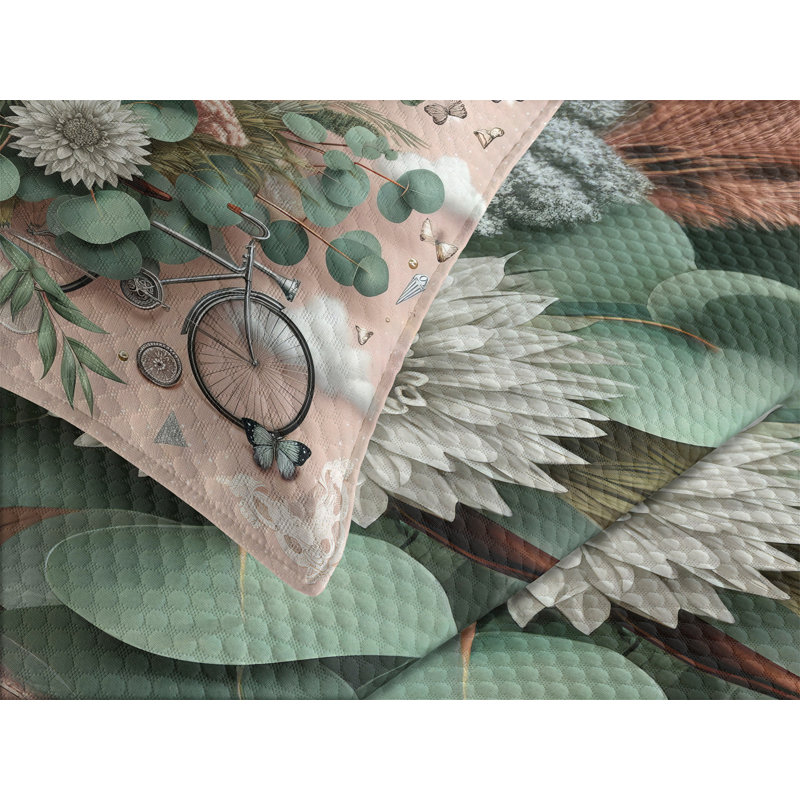 Polyester Floral Coverlet, Queen Coverlet / Bedspread + 2 Standard Shams